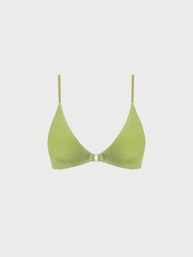 Lurex O-Ring Bikini Top Light Green Sustainable Bikinis - BERLOOK