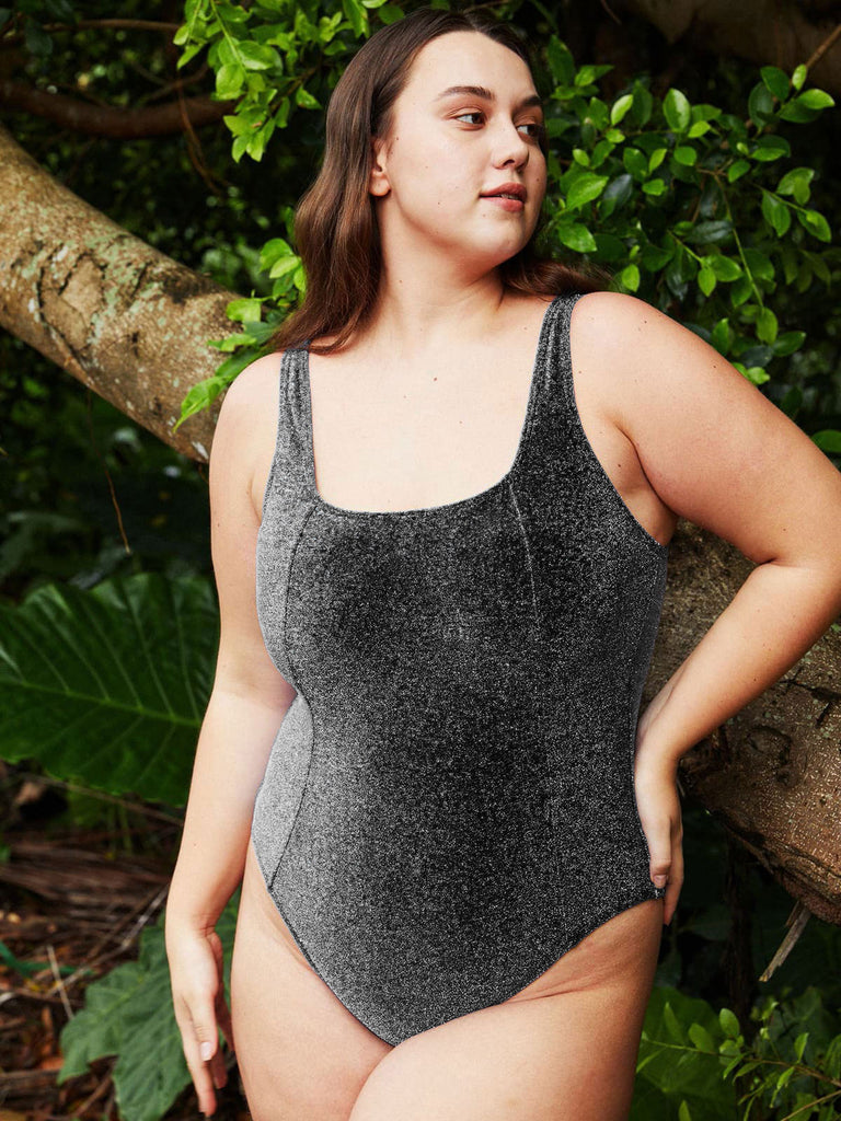 Lurex Plus Size One-Piece Swimsuit Sustainable Plus Size One-Pieces - BERLOOK