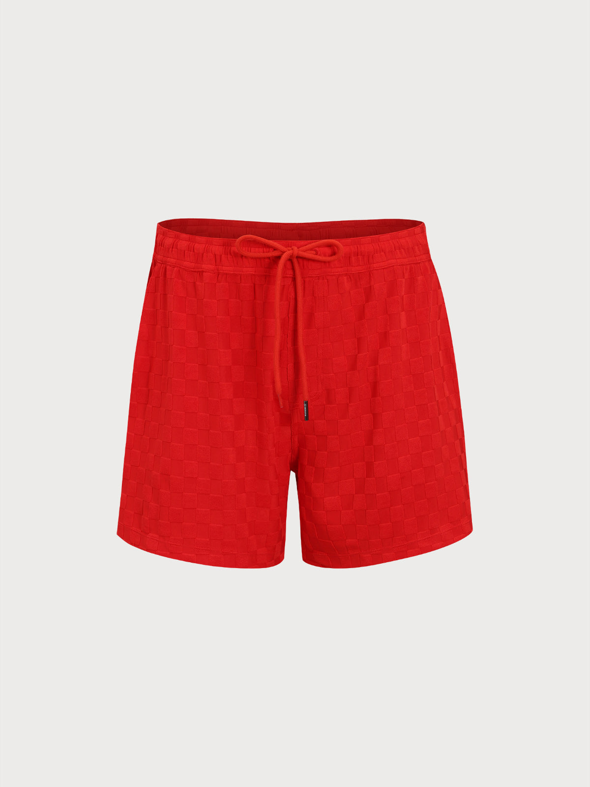 Men'S Knitted Polyester Swim Shorts Red Sustainable Men's Beach Shorts - BERLOOK