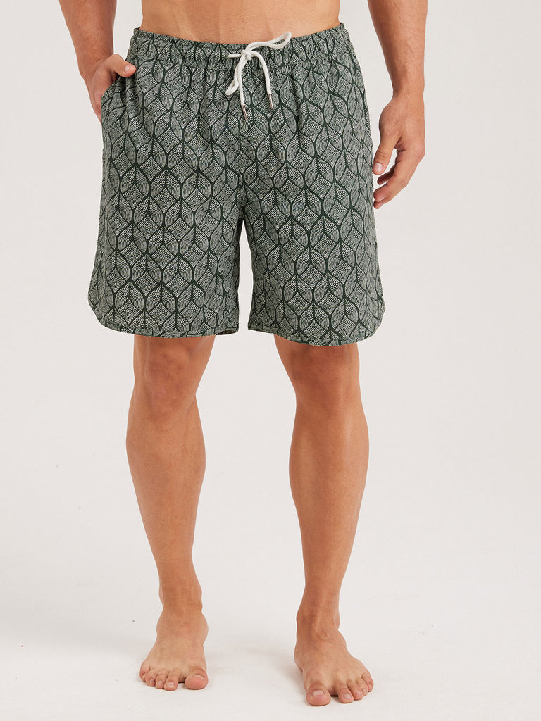 Men'S Woven Cotton And Linen Swim Shorts Sustainable Men's Beach Shorts - BERLOOK
