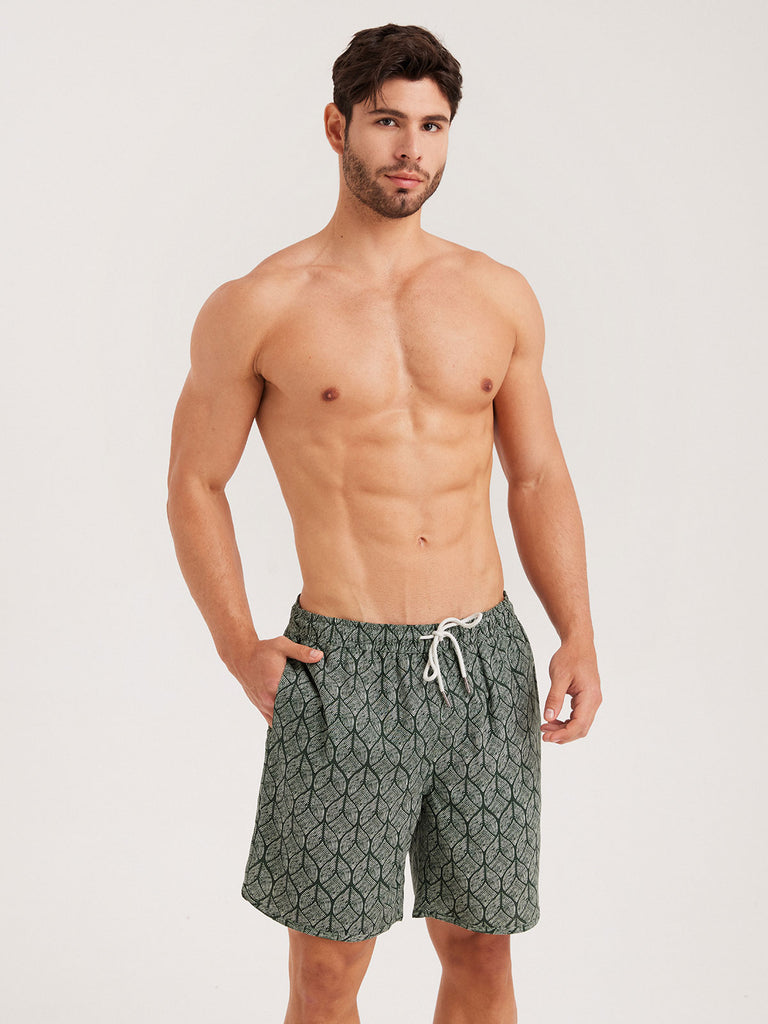 Men'S Woven Cotton And Linen Swim Shorts Sustainable Men's Beach Shorts - BERLOOK