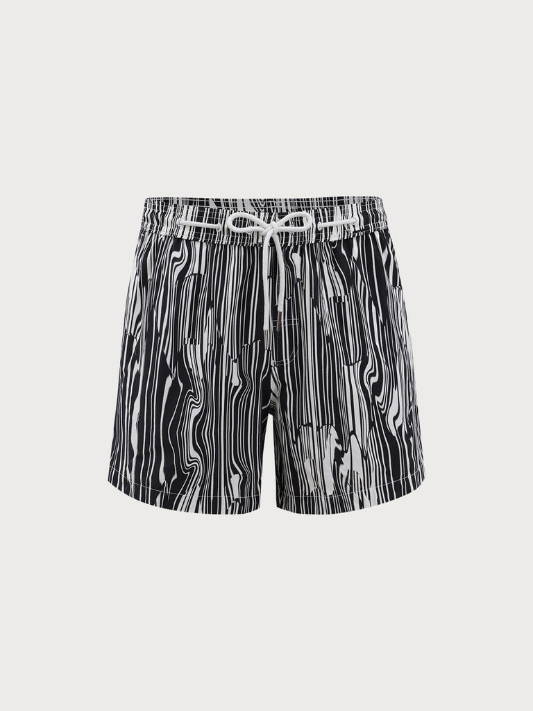 Men'S Woven Nail Spandex Swim Shorts Black Sustainable Men's Beach Shorts - BERLOOK