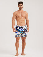 Men'S Woven Nail Spandex Swim Shorts Blue Sustainable Men's Beach Shorts - BERLOOK