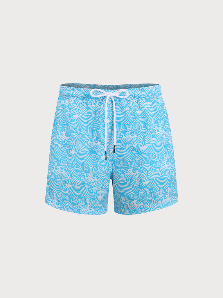 Men'S Woven Nail Spandex Swim Shorts Blue Sustainable Men's Beach Shorts - BERLOOK