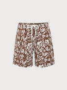 Men'S Woven Nail Spandex Swim Shorts Brown Sustainable Men's Beach Shorts - BERLOOK