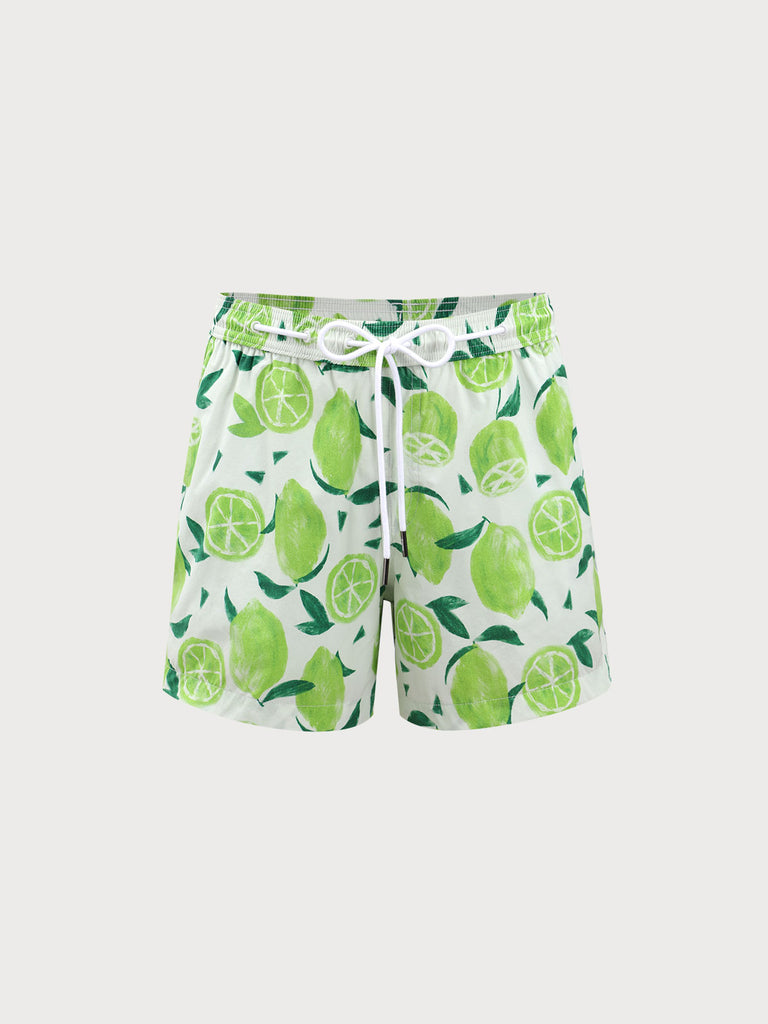 Men'S Woven Nail Spandex Swim Shorts Green Sustainable Men's Beach Shorts - BERLOOK