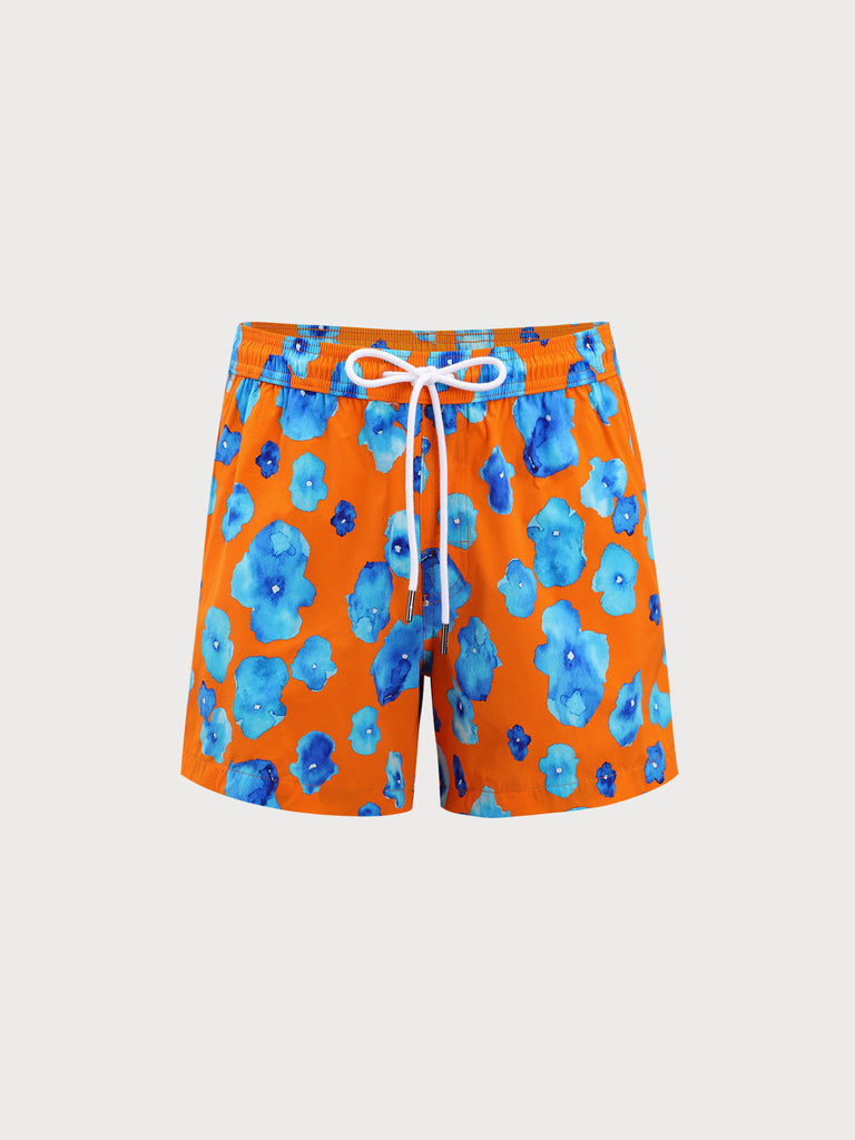 Men'S Woven Nail Spandex Swim Shorts Orange Sustainable Men's Beach Shorts - BERLOOK