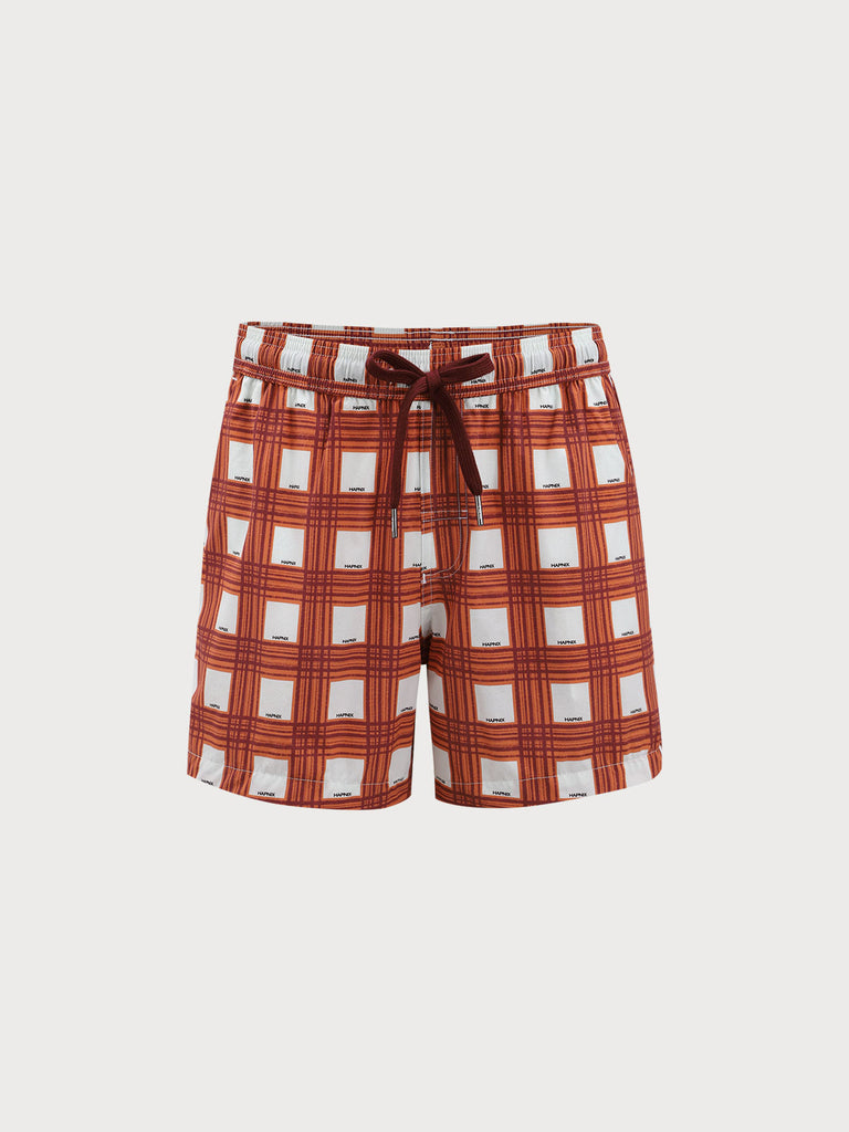 Men'S Woven Nail Spandex Swim Shorts Red Sustainable Men's Beach Shorts - BERLOOK