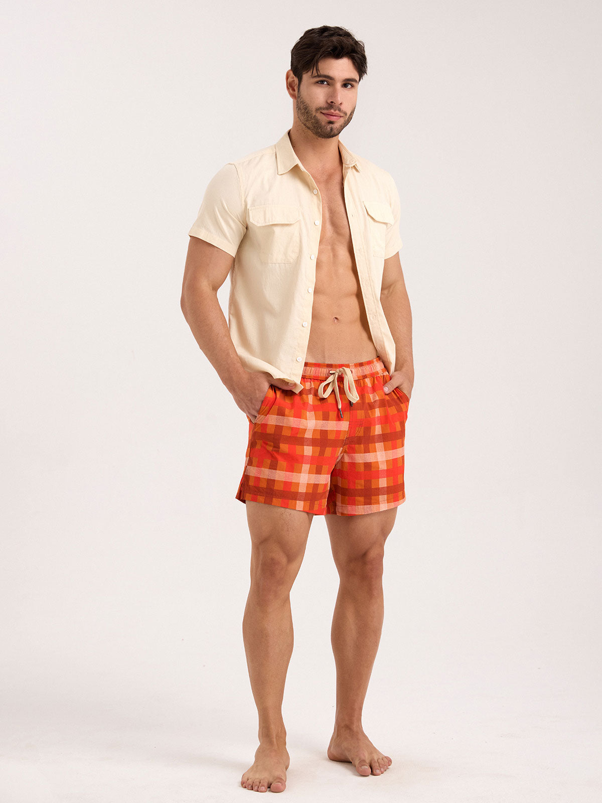 Men'S Woven Nail Spandex Swim Shorts Sustainable Men's Beach Shorts - BERLOOK