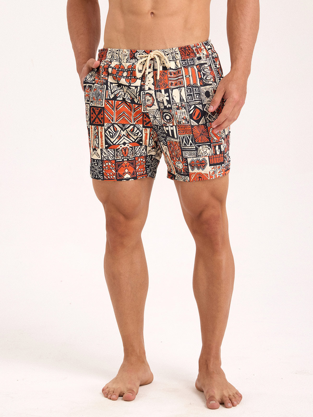 Men'S Woven Nylon Swim Shorts Sustainable Men's Beach Shorts - BERLOOK