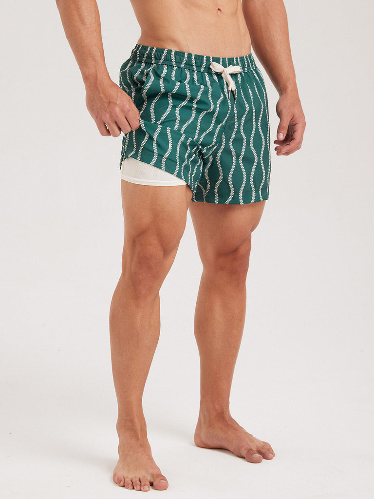 Men'S Woven Polyester-Spandex Swim Shorts Sustainable Men's Beach Shorts - BERLOOK
