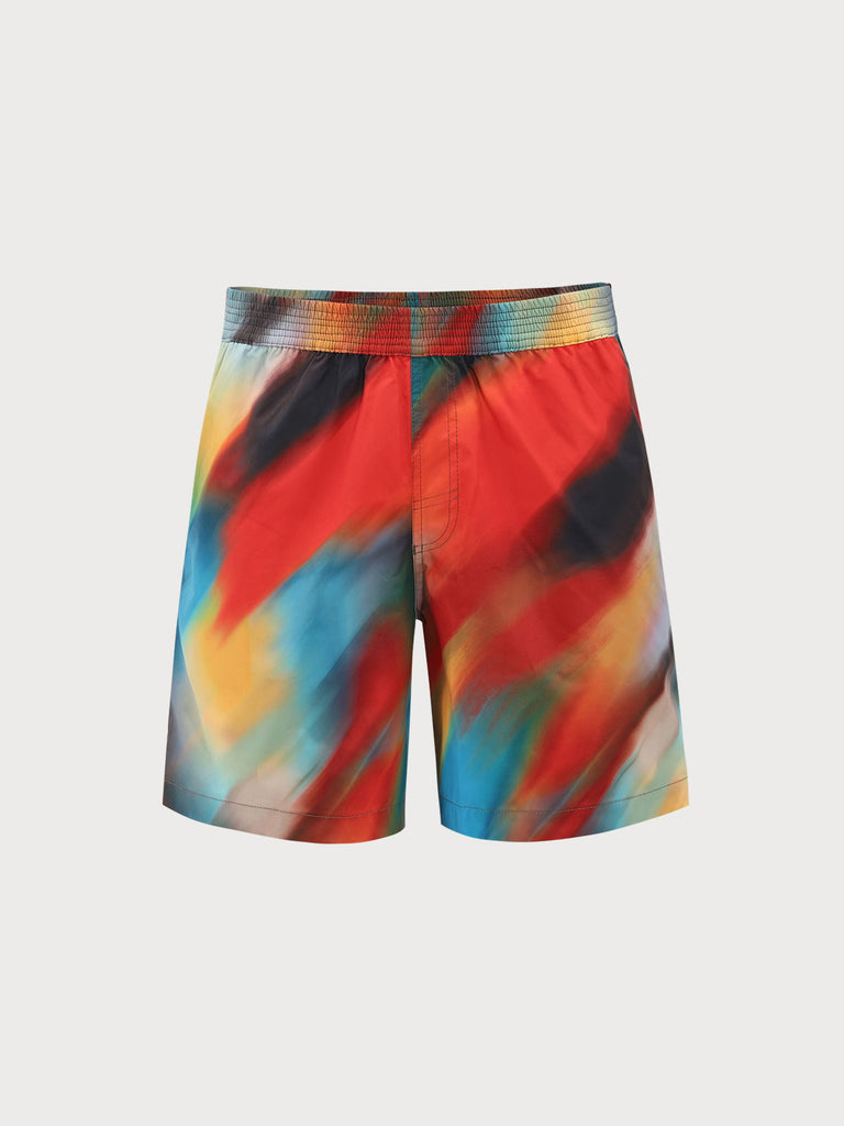 Men'S Woven Polyester Swim Shorts Multi Sustainable Men's Beach Shorts - BERLOOK