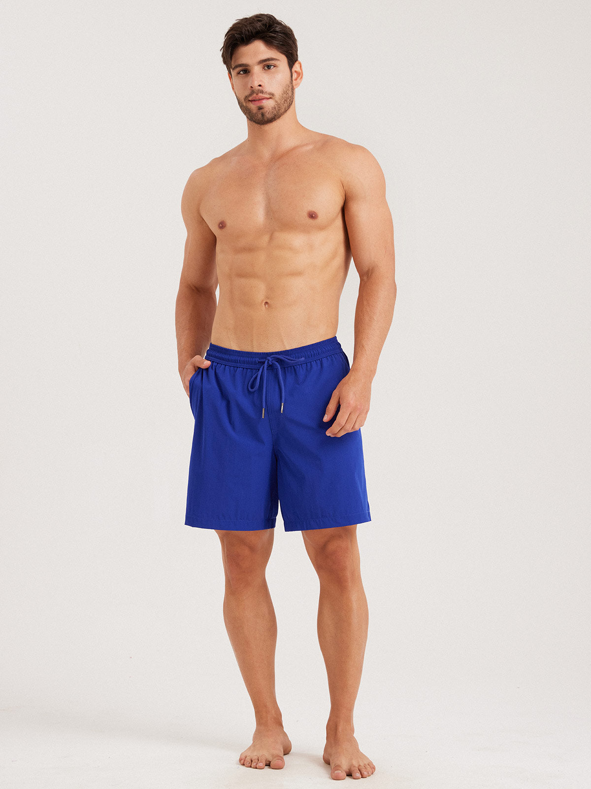 Men'S Woven Polyurethane Blend Swim Shorts Blue Sustainable Men's Beach Shorts - BERLOOK