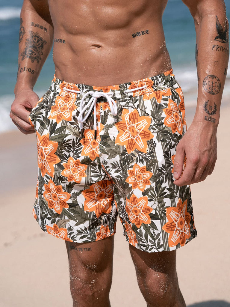 Men's Woven Polyester Swim Shorts Sustainable Men's Beach Shorts - BERLOOK