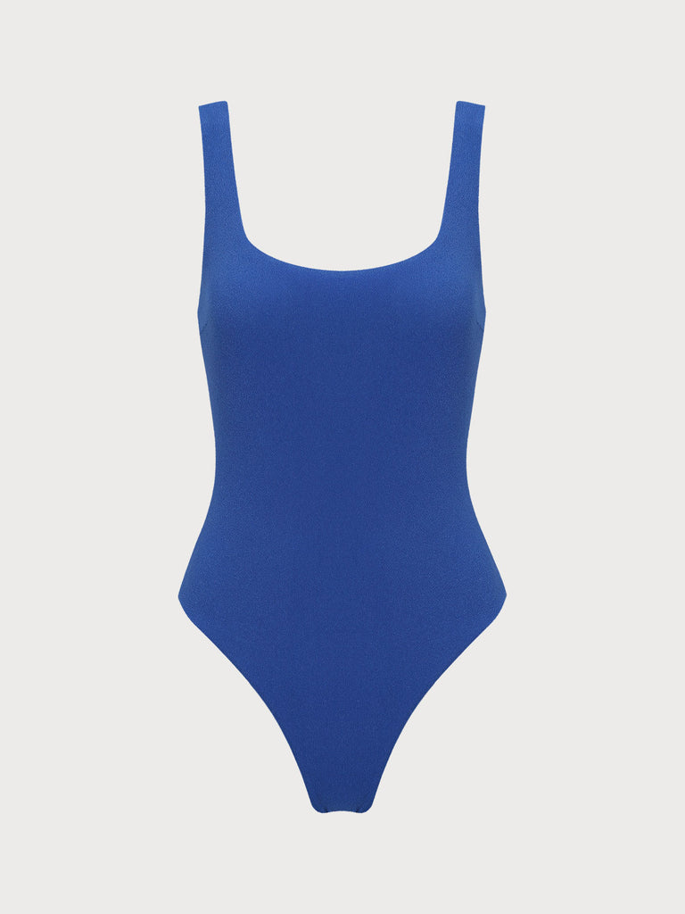 Navy Backless One-Piece Swimsuit Navy Sustainable One-Pieces - BERLOOK