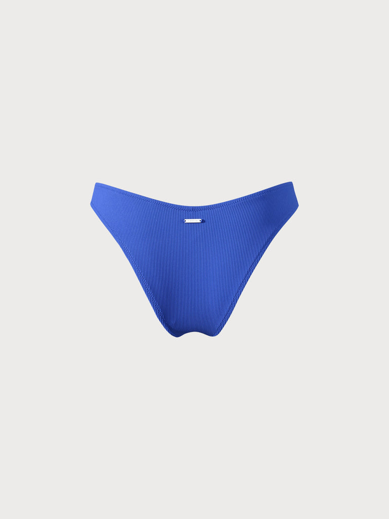 Navy Blue Solid Ribbed Bikini Bottom Sustainable Bikinis - BERLOOK