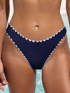 Navy Contrast Stitch Bikini Bottom Sustainable Bikinis - BERLOOK
