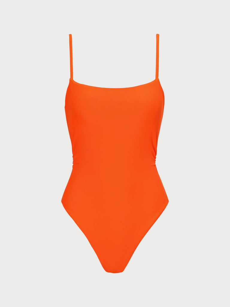 Orange Backless One-Piece Swimsuit Orange Sustainable One-Pieces - BERLOOK