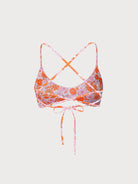 Orange Floral Backless Bikini Top Sustainable Bikinis - BERLOOK