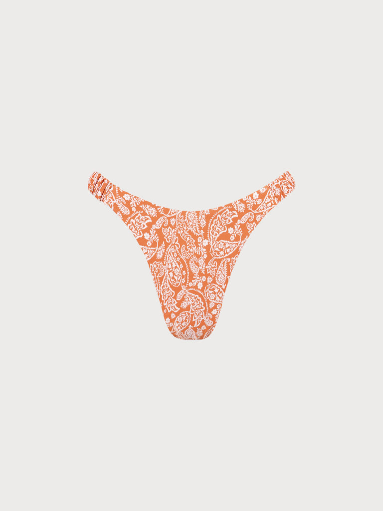 Orange Jacquard Bikini Bottom Orange Sustainable Bikinis - BERLOOK