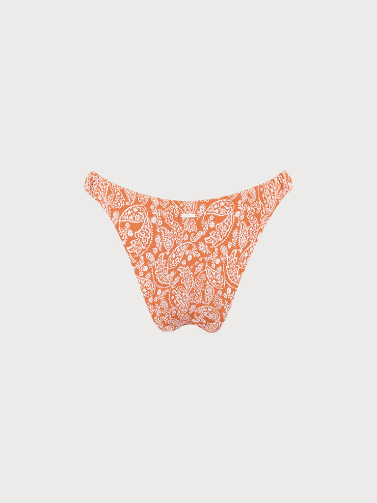 Orange Jacquard Bikini Bottom Sustainable Bikinis - BERLOOK