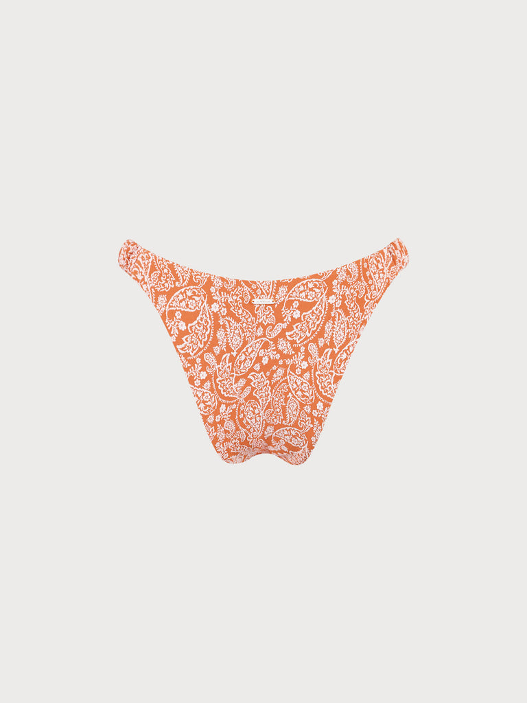 Orange Jacquard Bikini Bottom Sustainable Bikinis - BERLOOK