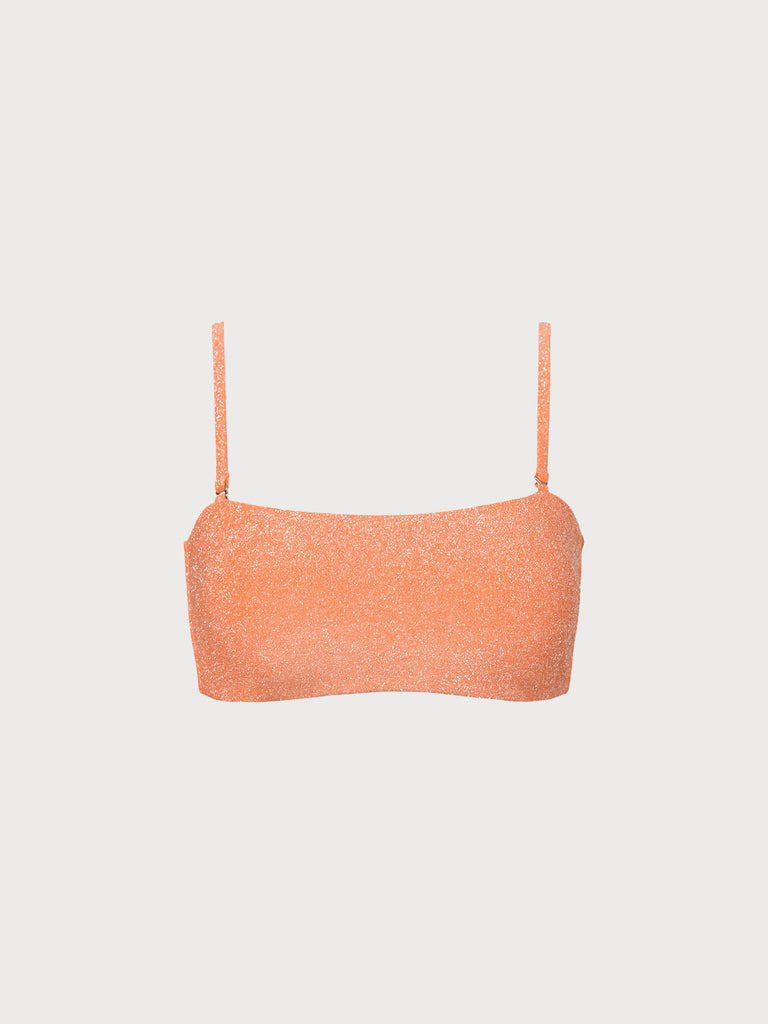 Orange Lurex Bandeau Bikini Top Orange Sustainable Bikinis - BERLOOK