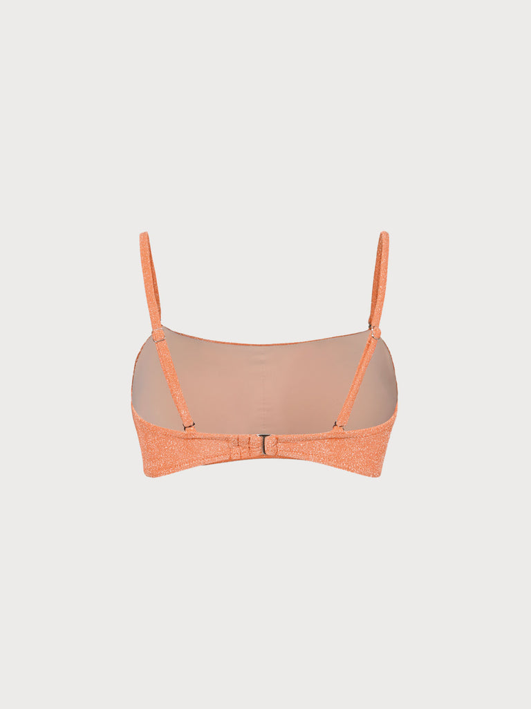 Orange Lurex Bandeau Bikini Top Sustainable Bikinis - BERLOOK