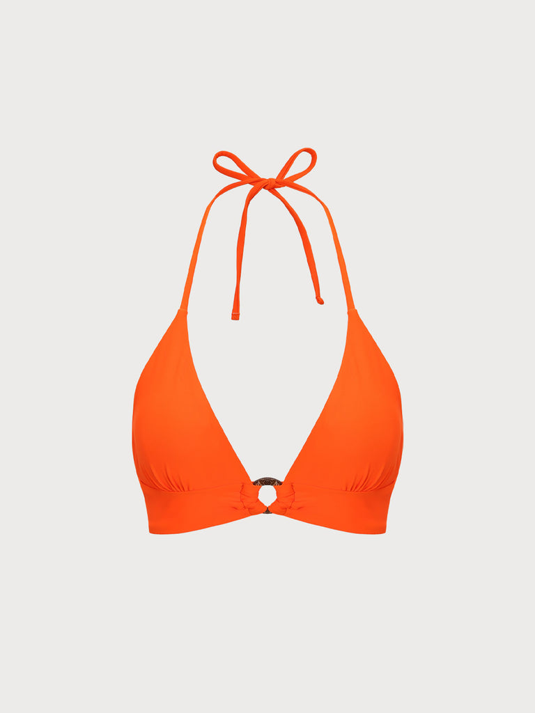 Orange O-Ring Halter Bikini Top Orange Sustainable Bikinis - BERLOOK