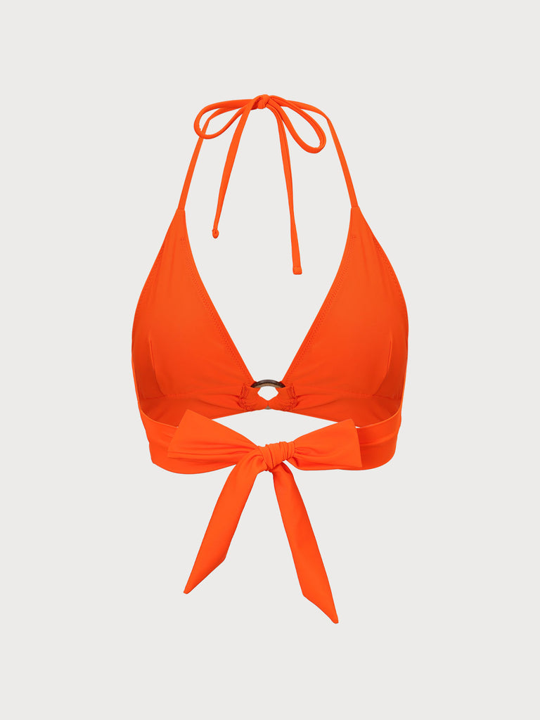 Orange O-Ring Halter Bikini Top Sustainable Bikinis - BERLOOK