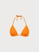 Orange Reversible Halter Triangle Bikini Top Orange Sustainable Bikinis - BERLOOK