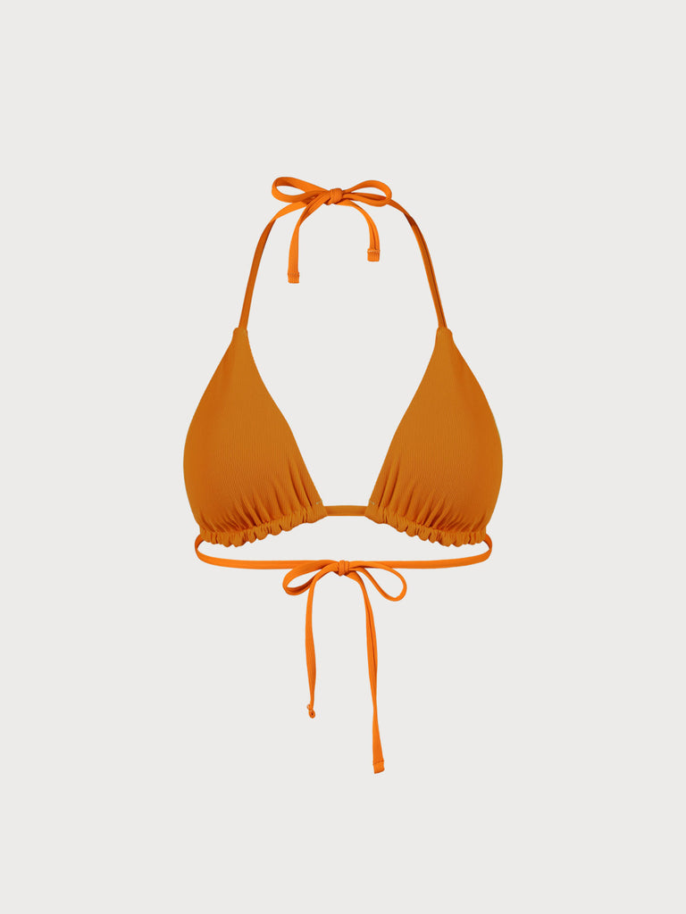 Orange Reversible Halter Triangle Bikini Top Sustainable Bikinis - BERLOOK