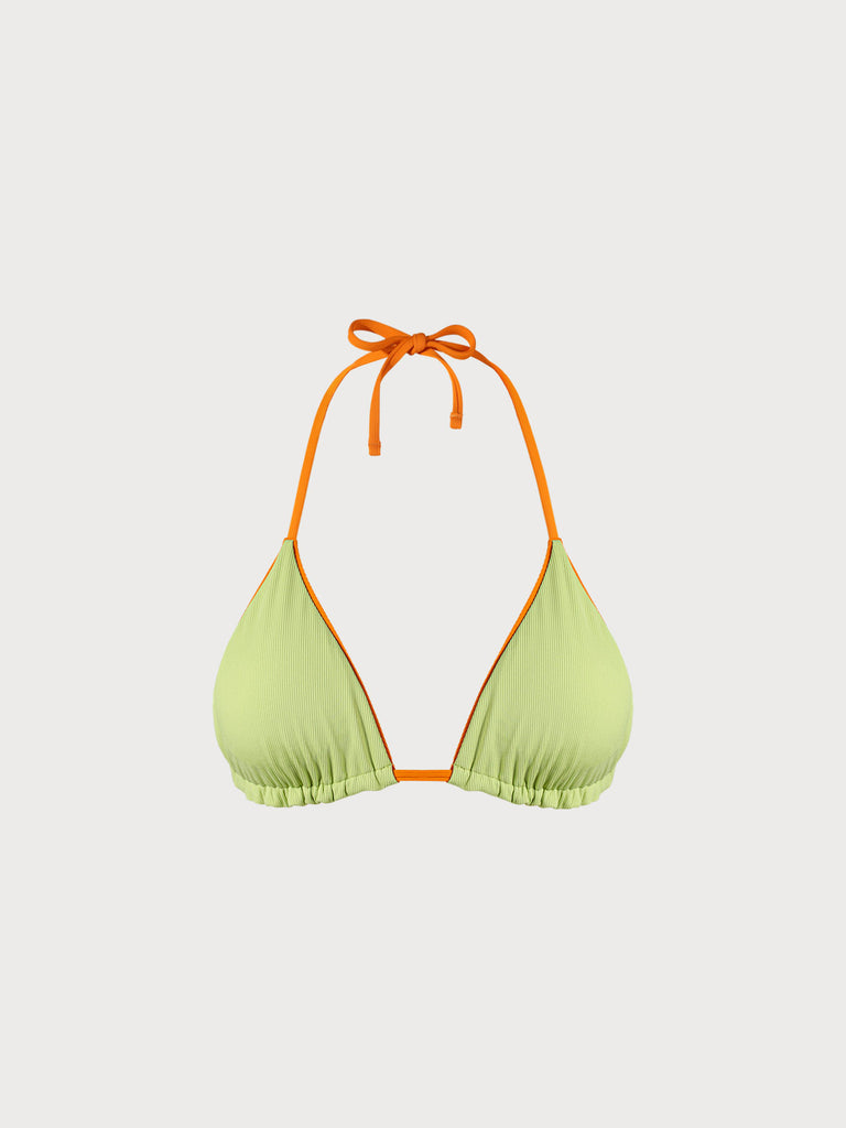 Orange Reversible Halter Triangle Bikini Top Sustainable Bikinis - BERLOOK