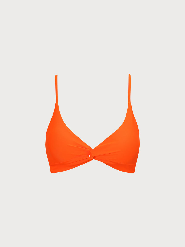 Orange Twist Front Bikini Top Orange Sustainable Bikinis - BERLOOK