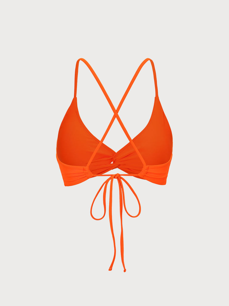 Orange Twist Front Bikini Top Sustainable Bikinis - BERLOOK