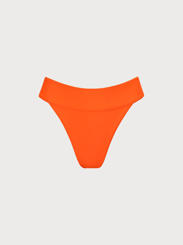 Orange Wide Waistband Bikini Bottom Orange Sustainable Bikinis - BERLOOK