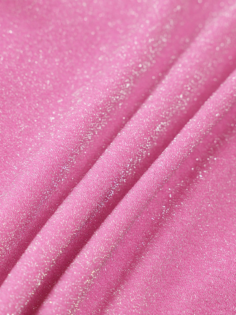 Pink Lurex Cut Out Plus Size Bikini Top Sustainable Plus Size Bikinis - BERLOOK