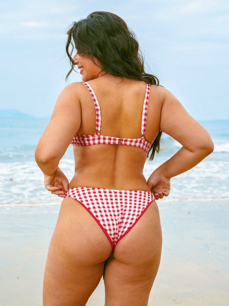 Plaid Underwire Bikini Top Sustainable Bikinis - BERLOOK