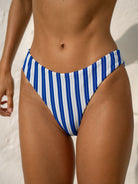 Plush Texture Stripe Bikini Bottom Sustainable Bikinis - BERLOOK
