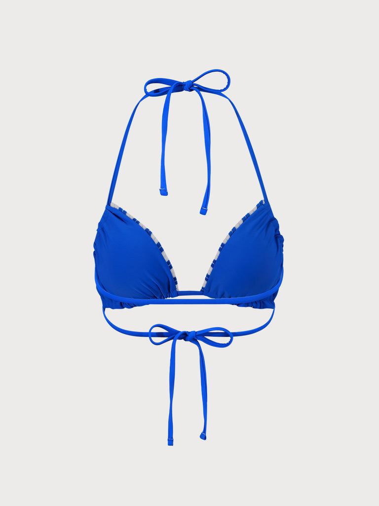 Plush Texture Stripe Halter Bikini Top Sustainable Bikinis - BERLOOK