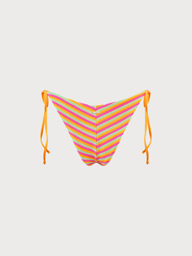 Plush Texture Stripe Tie Bikini Bottom Sustainable Bikinis - BERLOOK