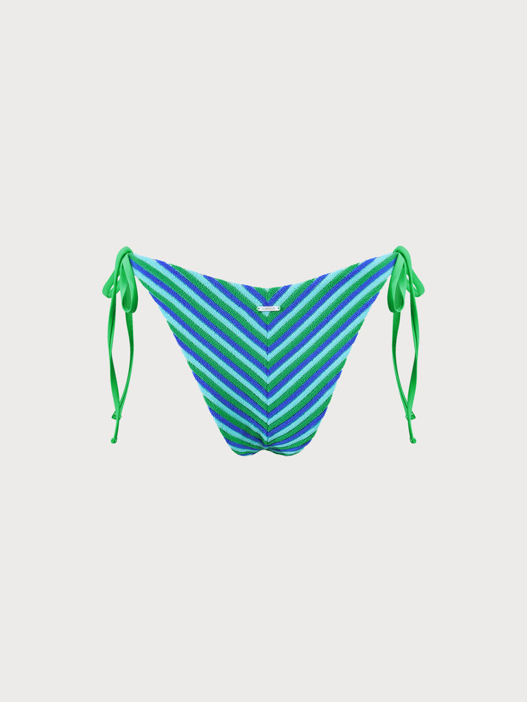 Plush Texture Stripe Tie Bikini Bottom Sustainable Bikinis - BERLOOK
