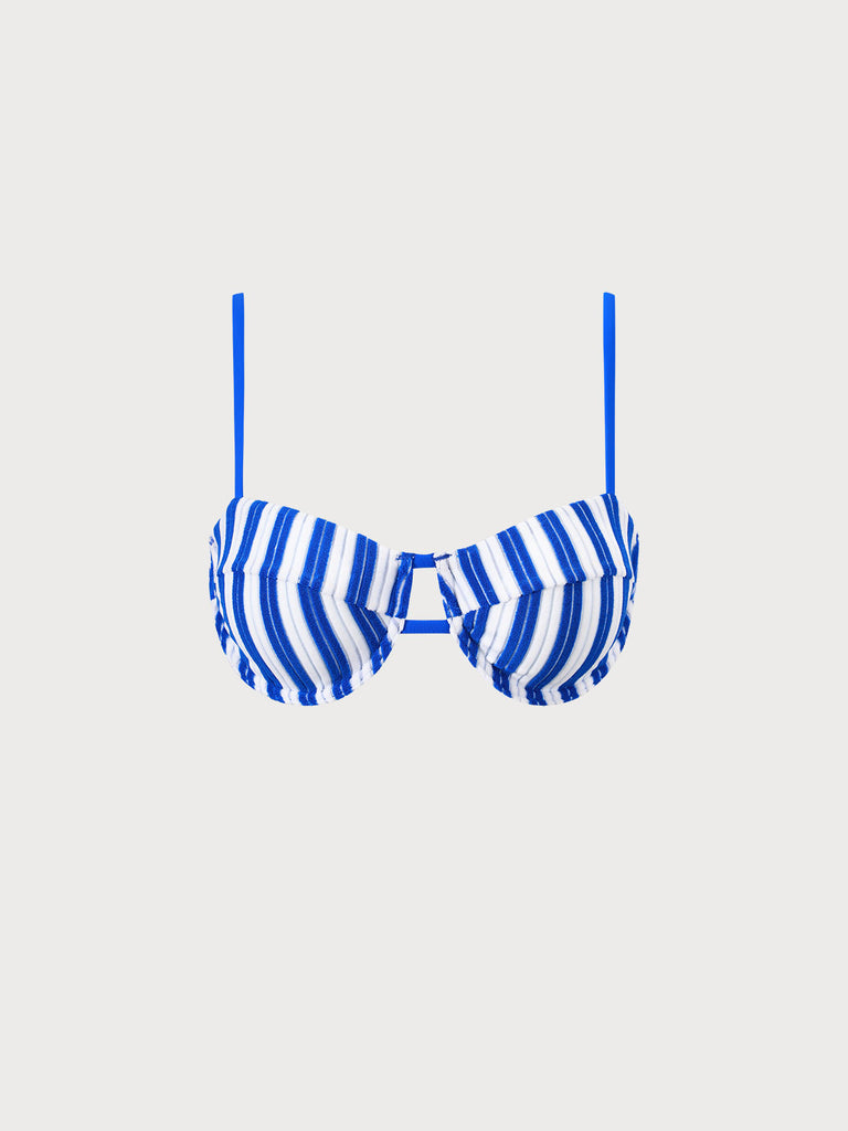 Plush Texture Stripe Underwire Bikini Top Sustainable Bikinis - BERLOOK