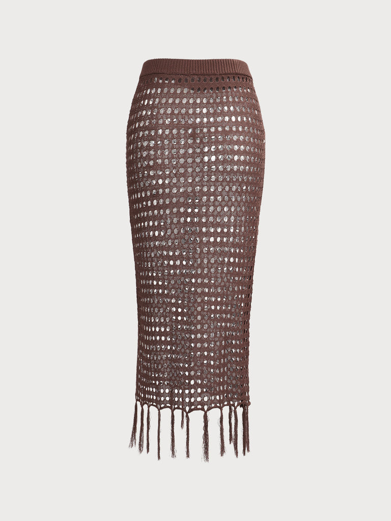 Pointelle-Knit Fringe Cover-Up Skirt Sustainable Cover-ups - BERLOOK
