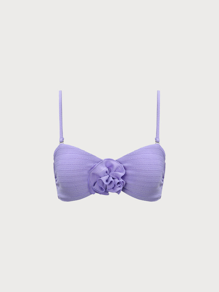 Purple Floral Applique Bikini Top Purple Sustainable Bikinis - BERLOOK