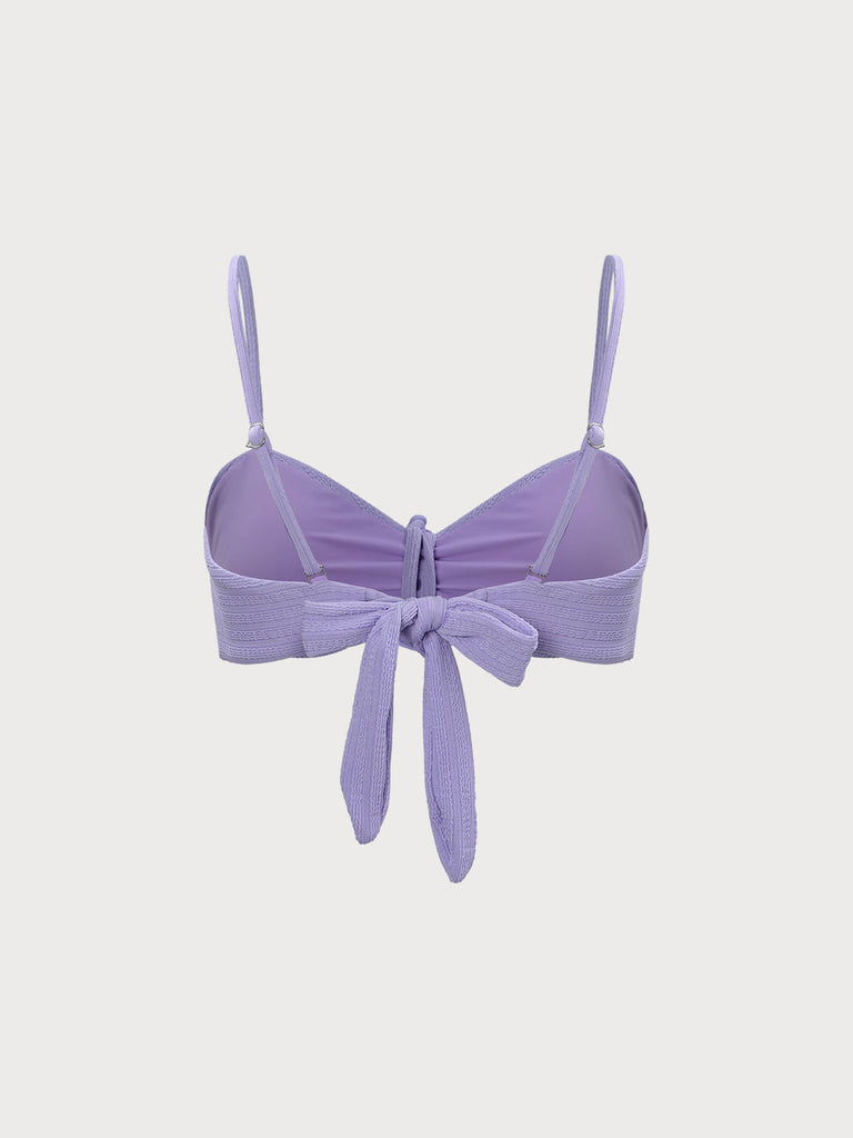 Purple Floral Applique Bikini Top Sustainable Bikinis - BERLOOK