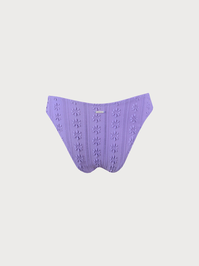 Purple Jacquard Bikini Bottom Sustainable Bikinis - BERLOOK