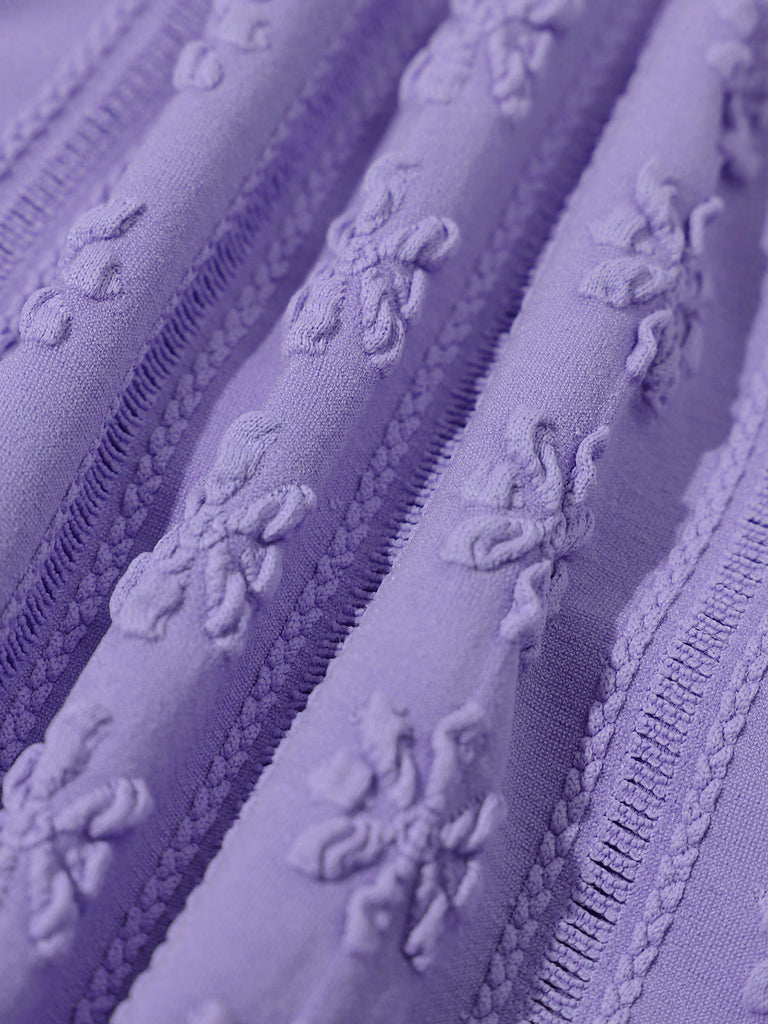 Purple Jacquard Front Drawstring Bikini Top Sustainable Bikinis - BERLOOK