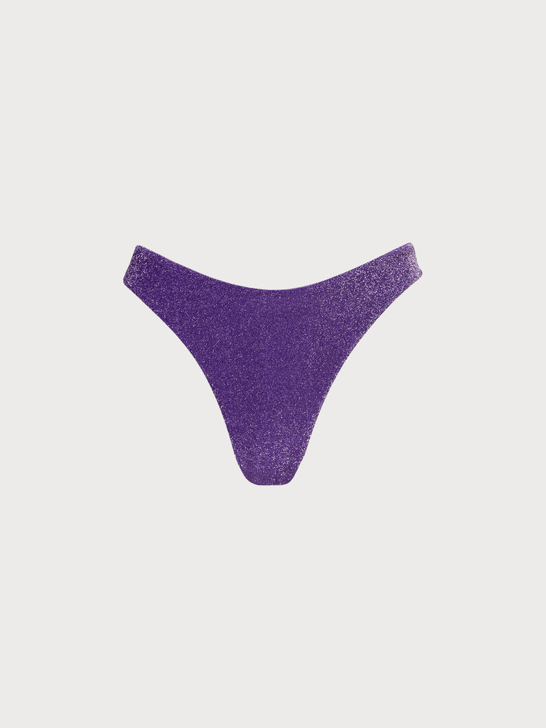 Purple Lurex Bikini Bottom Purple Sustainable Bikinis - BERLOOK