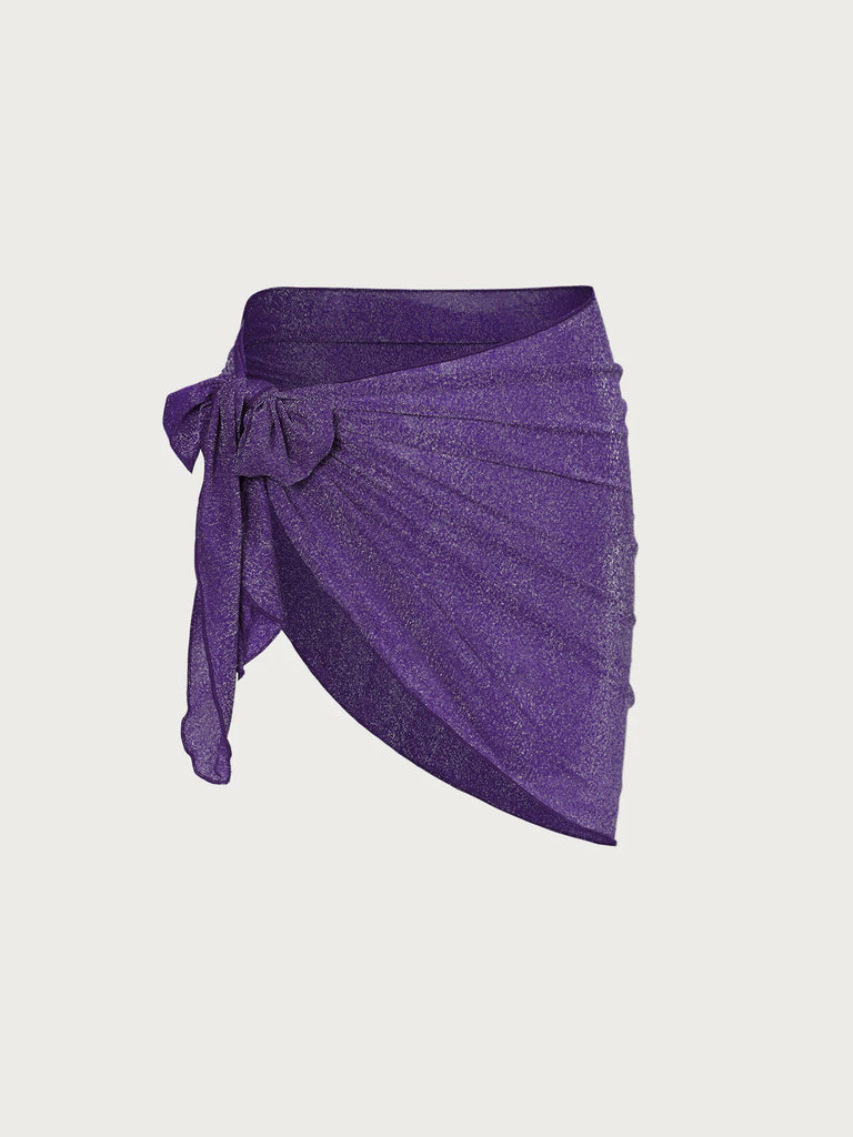 Purple Lurex Cover-Up Skirt Sustainable Cover-ups - BERLOOK